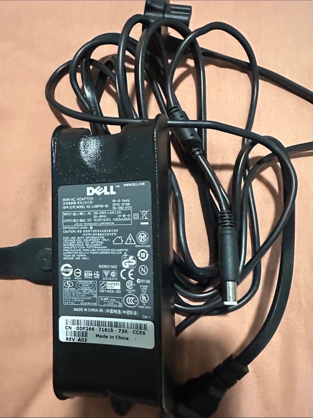 Dell 90W AC Laptop Power Adapter - Black
